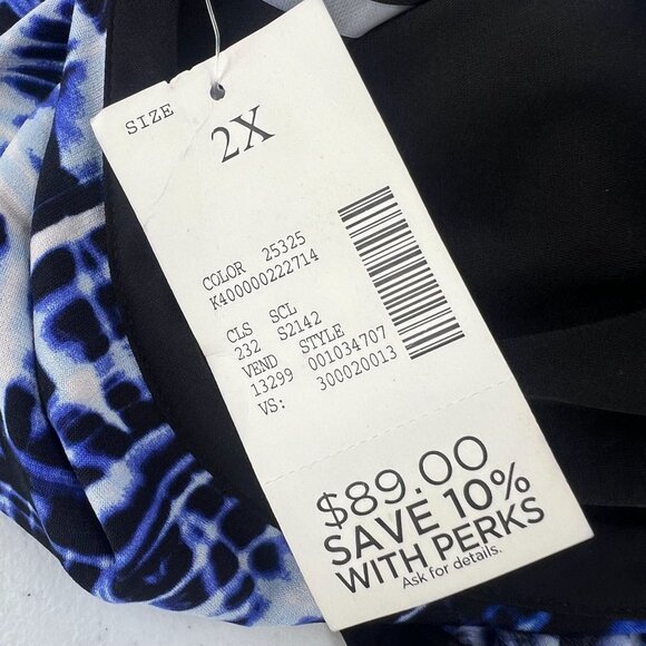 Catherines 2X 22W Blue Green Abstract Print Maxi Dress Sleeveless V-Neck - Picture 4 of 8